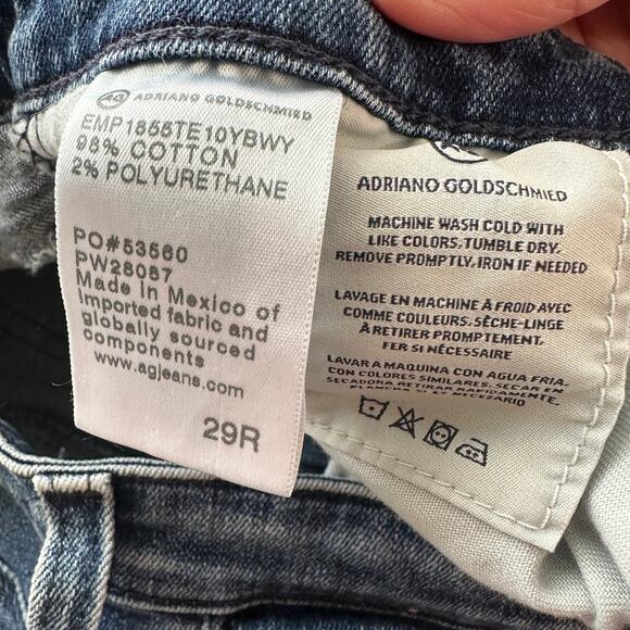 AG Medium Wash Whiskered Raw Hem Harper Essential Straight Leg Jeans 29R - Picture 8 of 12